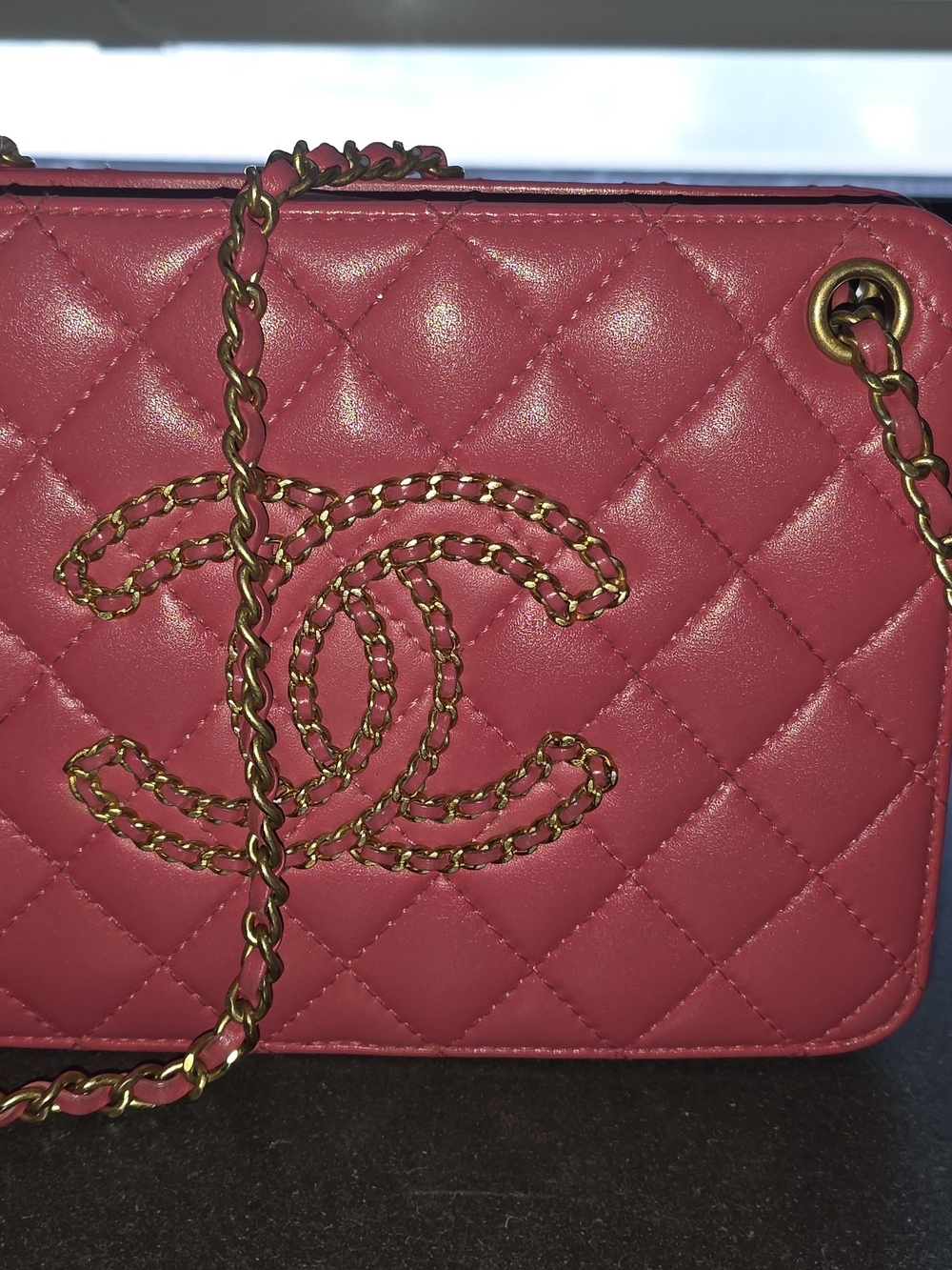 CHANEL Calfskin Accordeon Gold Chain Crossbody Once Upon A Time Tote